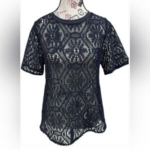 Banana Republic Elegant Navy Lace Women's Top